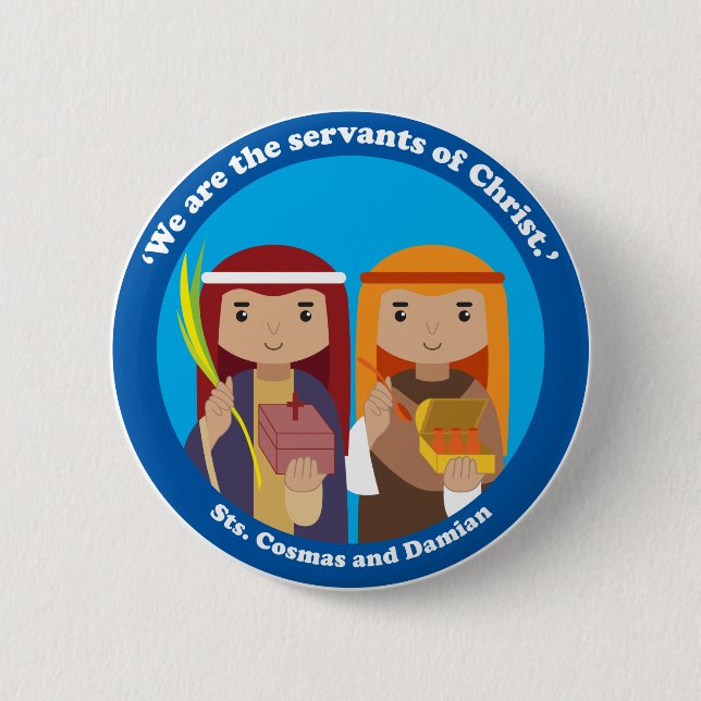 Badge Rond 5 Cm St Cosmas et Damian (Devant)