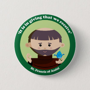 Badge Rond 5 Cm St Francis d'Assisi