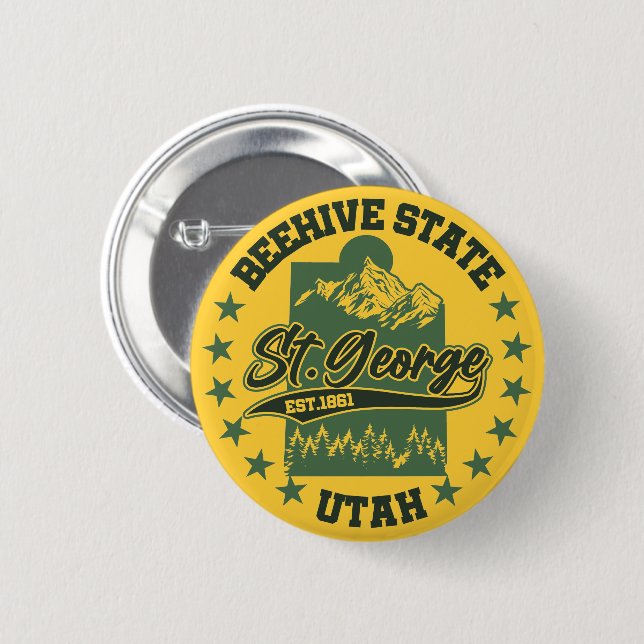 Badge Rond 5 Cm St. George, Utah (Devant & derrière)