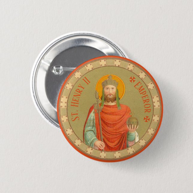 Badge Rond 5 Cm St. Henry II, Empereur (BBS 10) (Devant & derrière)