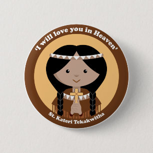 Badge Rond 5 Cm St Kateri Tekakwitha