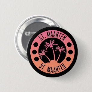 Badge Rond 5 Cm St Maarten Rose et Coral Gradient Sint Martin