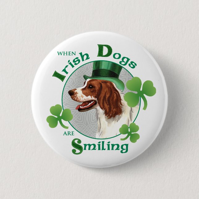 Badge Rond 5 Cm St. Patrick's Day Irish Red & White Setter (Devant)