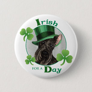 Badge Rond 5 Cm St. Patrick's Day Scottish Terrier