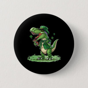 Badge Rond 5 Cm St Patricks Day T Rex American Footll Dinosaure Le