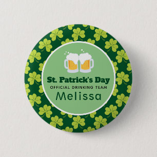 Badge Rond 5 Cm St. Patrick's Drinking Team Clover Motif