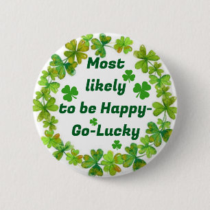 Badge Rond 5 Cm St. Patrick's Happy Go Lucky