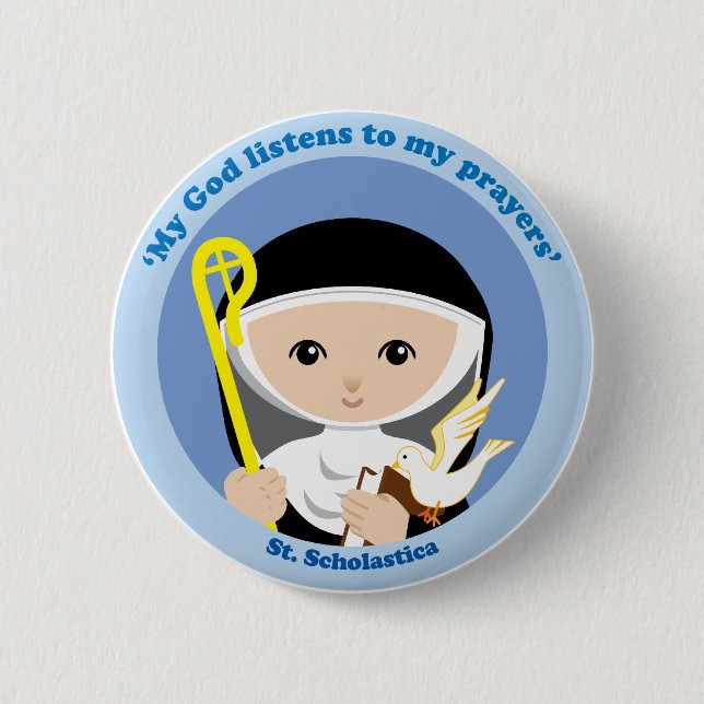 Badge Rond 5 Cm St Scholastica (Devant)
