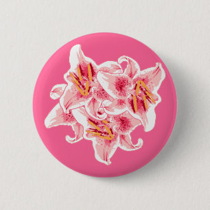 Badge Rond 5 Cm Stargazer Lilies