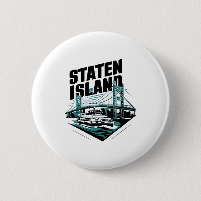 Badge Rond 5 Cm Staten Island New York Ferry  (Devant)