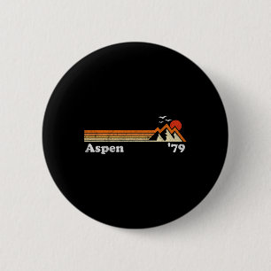 Badge Rond 5 Cm Station de ski Retro Aspen Colorado Mountains Snow