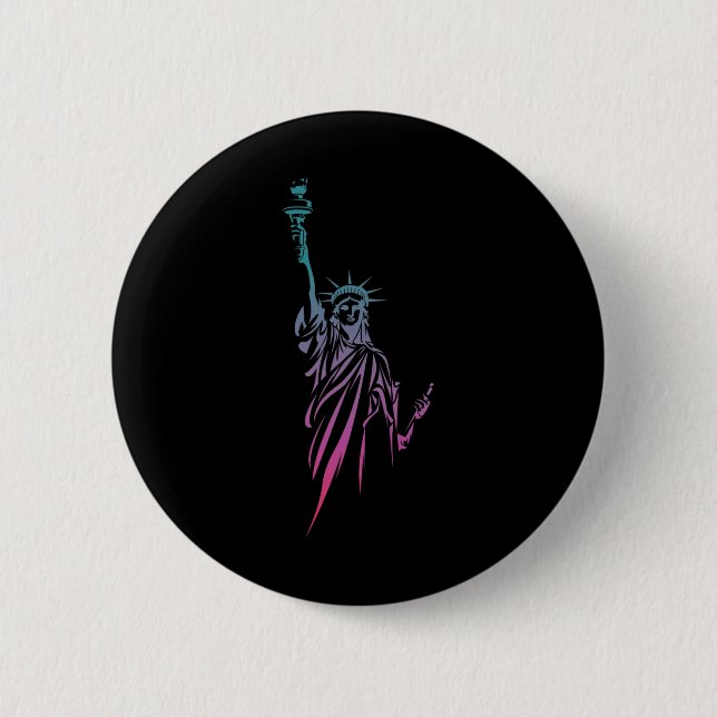 Badge Rond 5 Cm Statue 4 juillet De La Liberté (Devant)