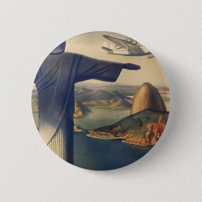 Badge Rond 5 Cm Statue du Christ Rédempteur, Rio De Janeiro, Brési (Devant)