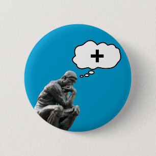 Badge Rond 5 Cm Statue du Penseur de Rodin - Pensez Positif