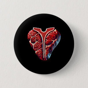 Badge Rond 5 Cm Steak T-bone Bbq amateur de viande 