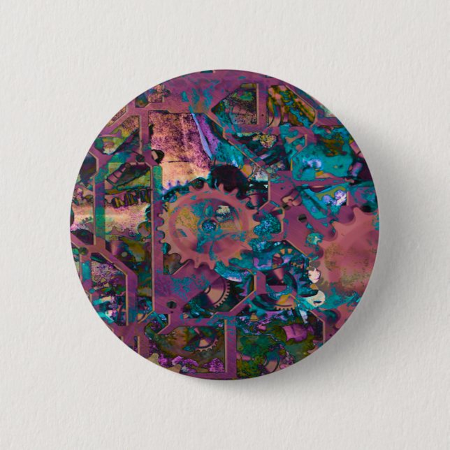Badge Rond 5 Cm Steampunk, résumé (Devant)