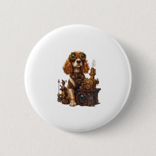 Badge Rond 5 Cm Steampunk Spaniel � inventeur victorien de chiens