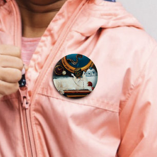 Badge Rond 5 Cm Steampunk Thé de chat sous-marin