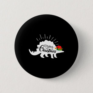 Badge Rond 5 Cm Stégosaure Joyeux Noël Drôle de Dinosaure