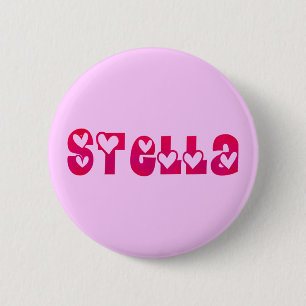 Badge Rond 5 Cm Stella dans les coeurs