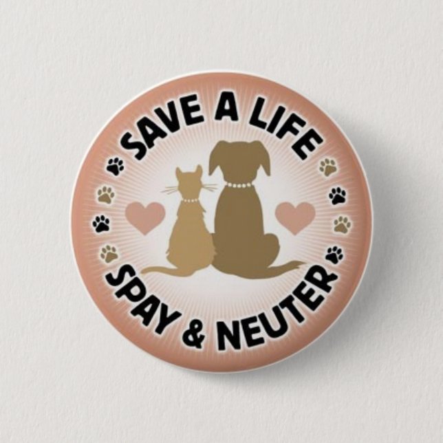 Badge Rond 5 Cm stérilisez et changez vos animaux familiers (Devant)