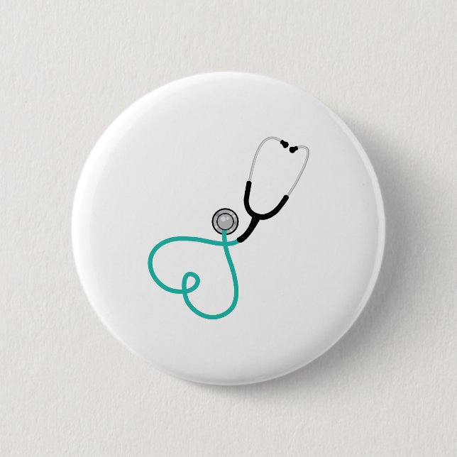 Badge Rond 5 Cm Stéthoscope de coeur (Devant)