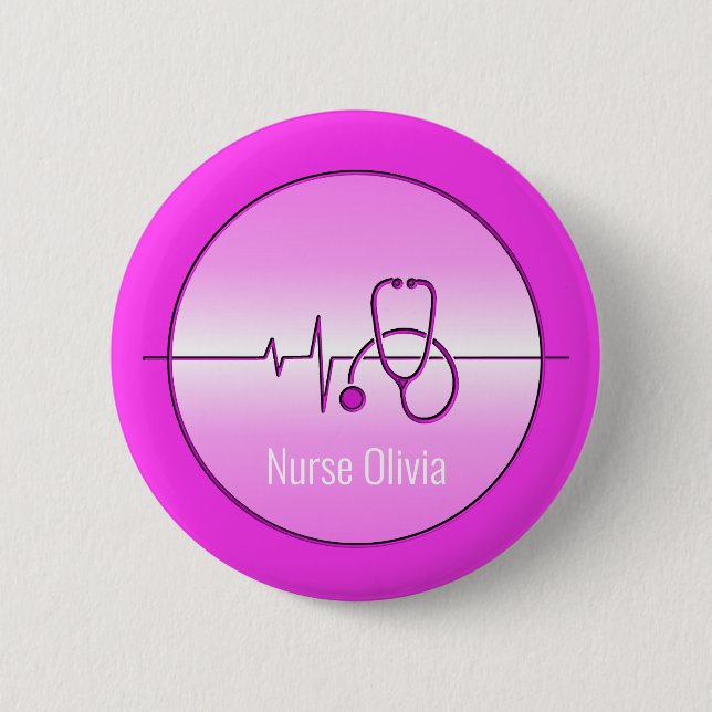 Badge Rond 5 Cm Stéthoscope Médicale rose (Devant)