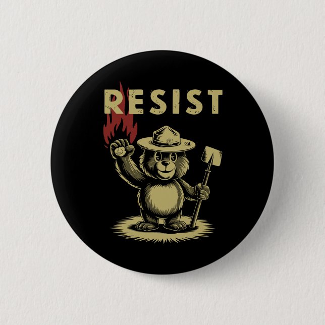 Badge Rond 5 Cm Sticker Costume Ours Résistant Smokey (Devant)