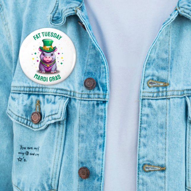 Badge Rond 5 Cm Sticker en gros Mardi Gras Mardi Hippo (Créateur téléchargé)