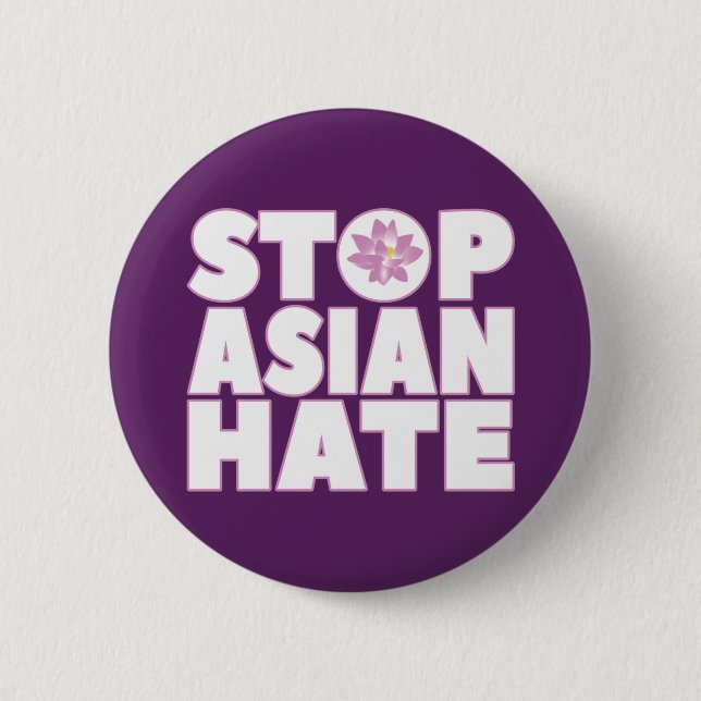 Badge Rond 5 Cm Stop Asian Hate with Lotus Flower T-Shirt (Devant)