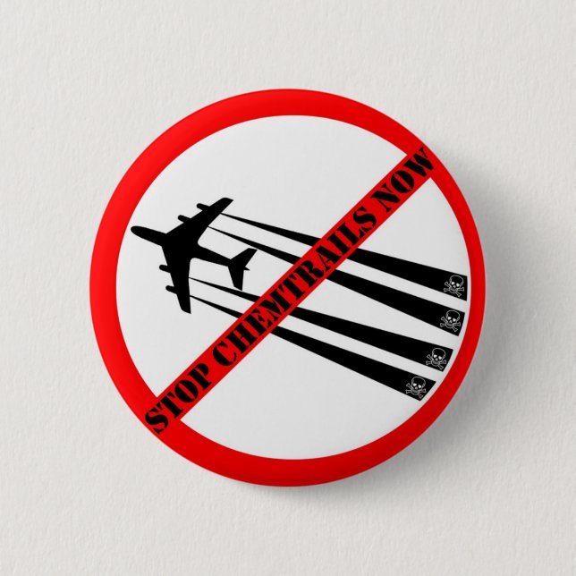 BADGE ROND 5 CM STOP CHEMTRAILS (Devant)