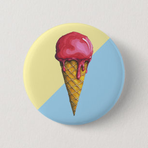Badge Rond 5 Cm Strawberry Ice-cream cone