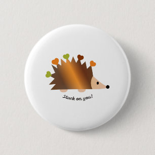 Badge Rond 5 Cm Stuck on You Hedgehogs and Hearts