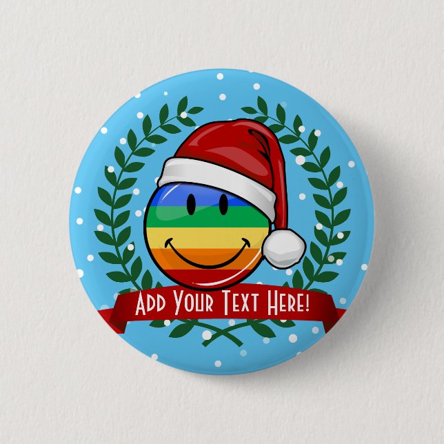 Badge Rond 5 Cm Style gai de Noël de drapeau de gay pride (Devant)