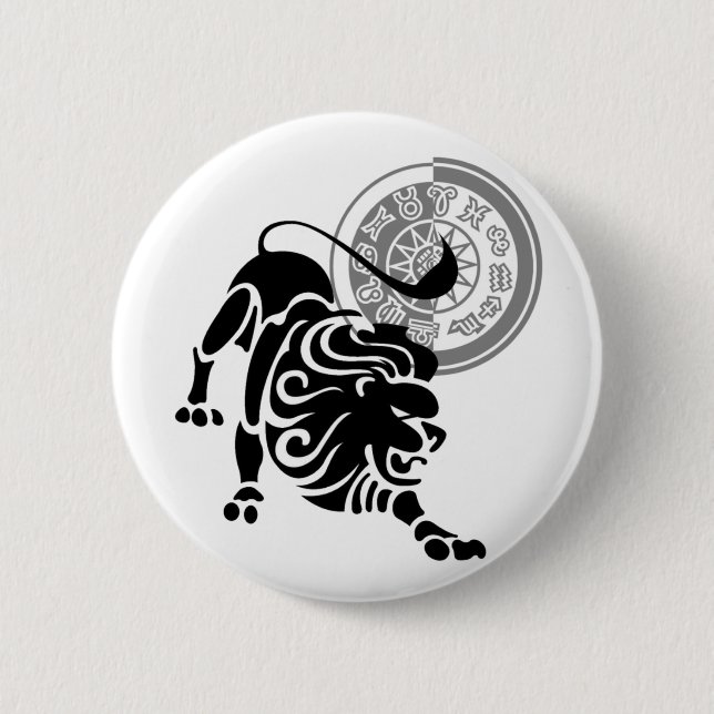 Badge Rond 5 Cm Style grec Leo Lion Zodiac Graphique (Devant)