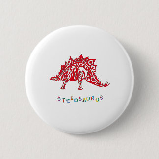 Badge Rond 5 Cm Style Tribal original Design Stegosaurus avec Neme