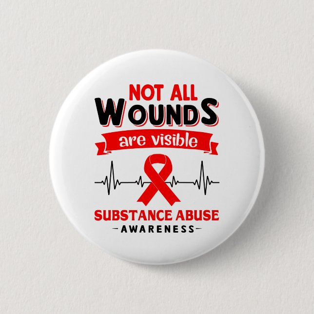 Badge Rond 5 Cm Substance Abuse Awareness Month Ribbon Toxits (Devant)