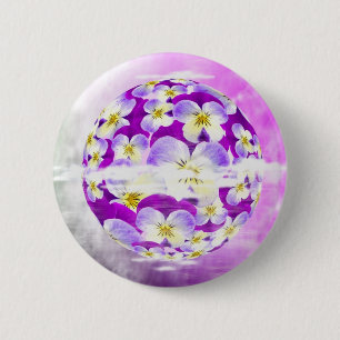 Badge Rond 5 Cm Subtil, simple motif de fleur de pensée violette g
