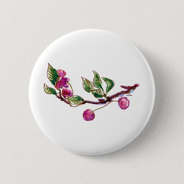 Badge Rond 5 Cm Succursale de cerise (Devant)