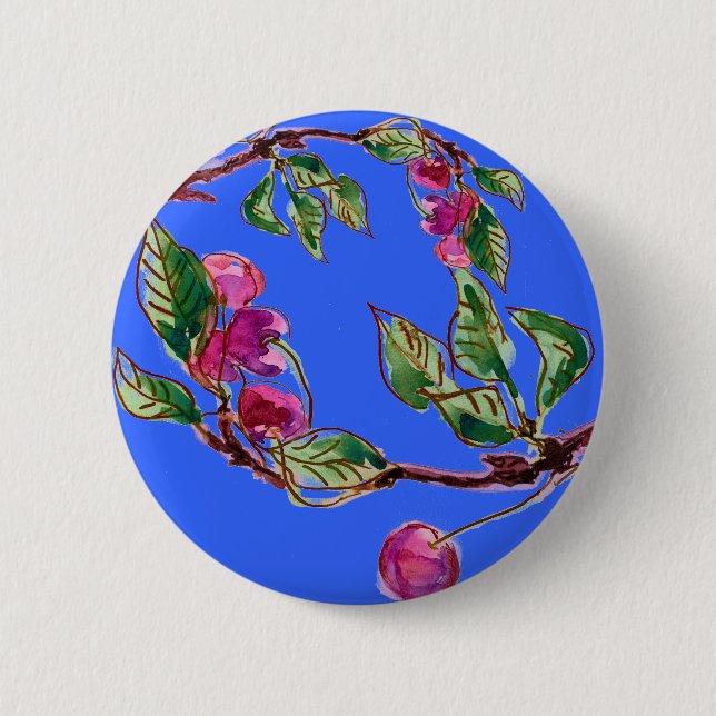 Badge Rond 5 Cm Succursale de cerise (Devant)
