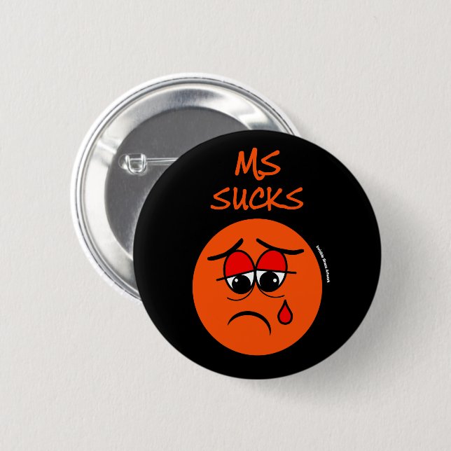 BADGE ROND 5 CM SUCKS...MS (Devant & derrière)