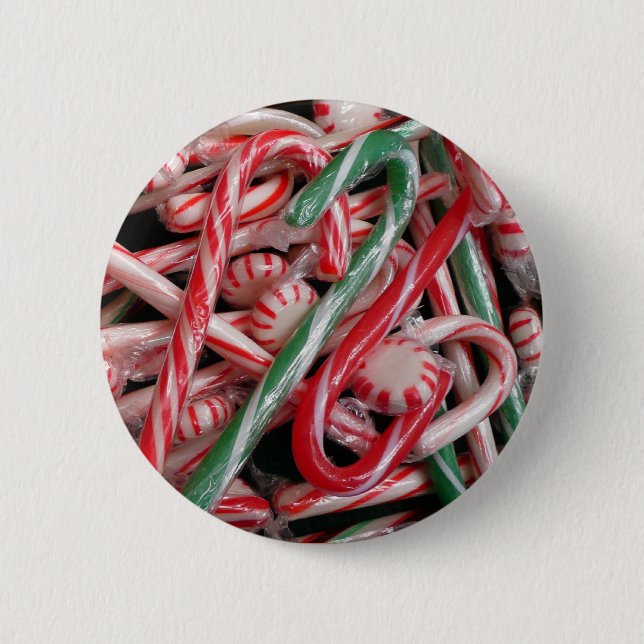 Badge Rond 5 Cm Sucres de canne et menthe de Noël (Devant)
