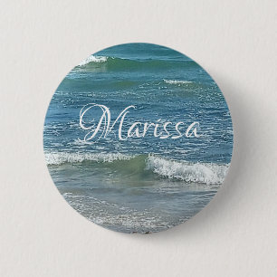 Badge Rond 5 Cm Sudbury Blue Atlantic Ocean Shore Nom personnalisé