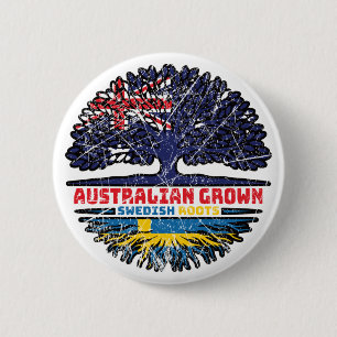 Badge Rond 5 Cm Suède Suédois Australien Australie Racines d'arbre