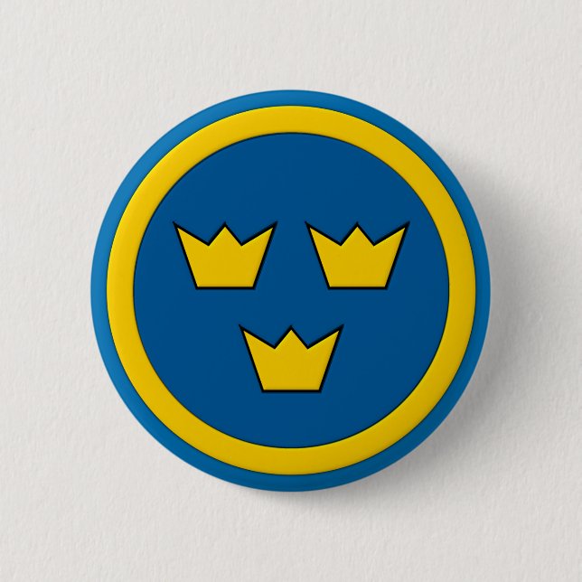 Badge Rond 5 Cm Suédois trois couronnes Flygvapnet (Devant)