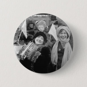 Badge Rond 5 Cm Suffragettes Sanderman rose et Elizabeth Freeman