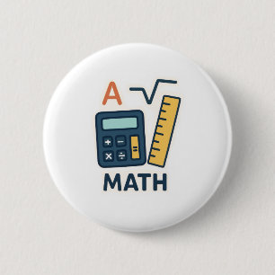 Badge Rond 5 Cm Sujet mathématique minimaliste - Calculatrice, Règ