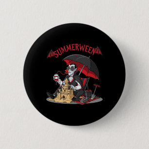 Badge Rond 5 Cm Summerween Plage Vampire Dracula Sandcastle Gothiq