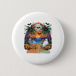 Badge Rond 5 Cm Summerween Skeleton Beach Party Halloween Vibes