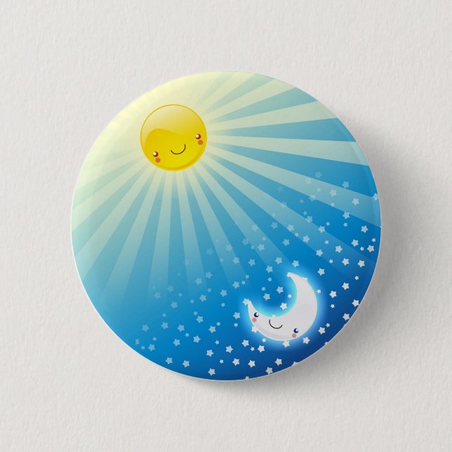 Badge Rond 5 Cm Sun et bouton de lune (Devant)